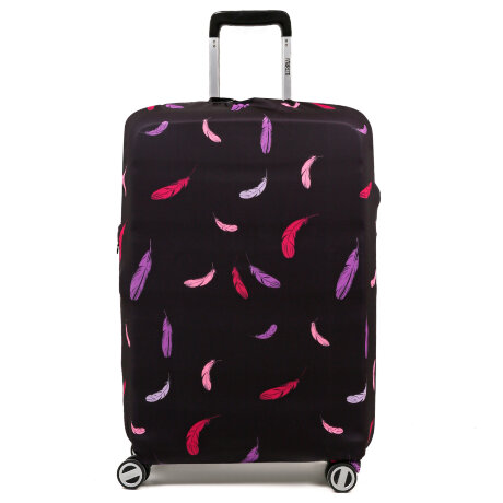 Чехол для чемодана RW1106-M Перья на черн.