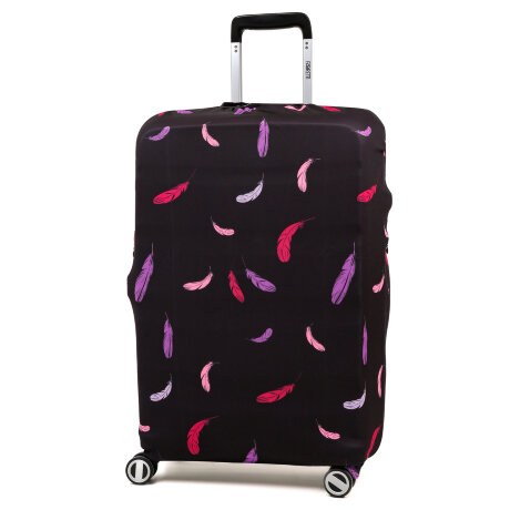 Чехол для чемодана RW1106-M Перья на черн.