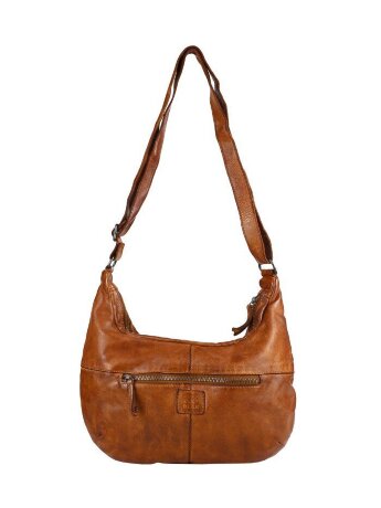 Сумка хобо кожаная с клепками CL44446 cognac