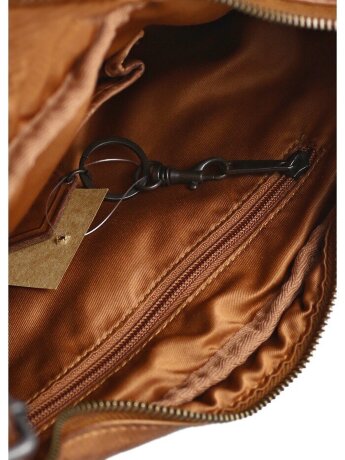 Сумка хобо кожаная с клепками CL44446 cognac