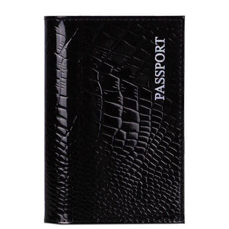 Обложка на паспорт черн/крок/лак