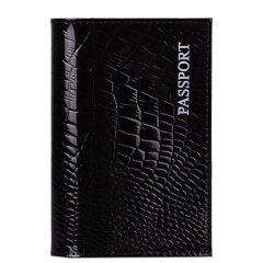 Обложка на паспорт черн/крок/лак
