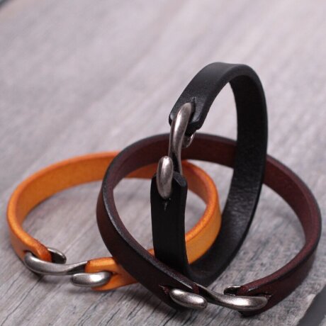 Браслет кожаный 710 рыж (22см)