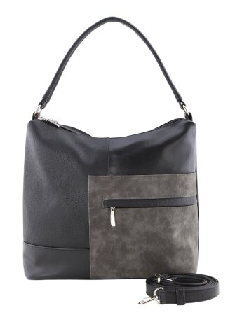 Сумка женская Оливи 1259 черн/сер.замш.сер